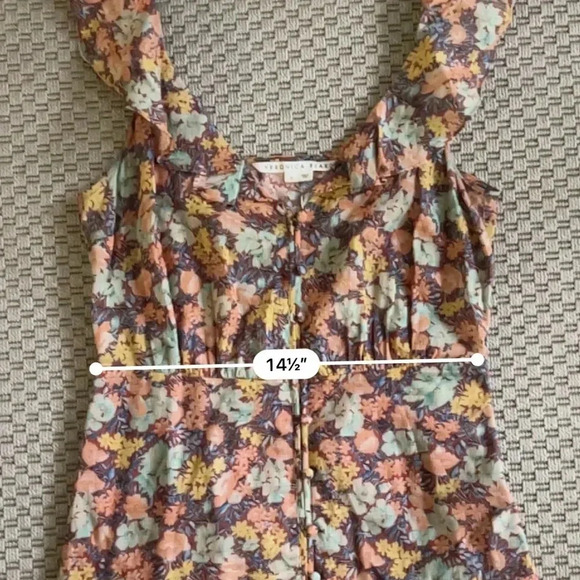 Veronica Beard Malgosia Midi Ruffle Dress - Multicolor Floral - Size 6 - Picture 11 of 12